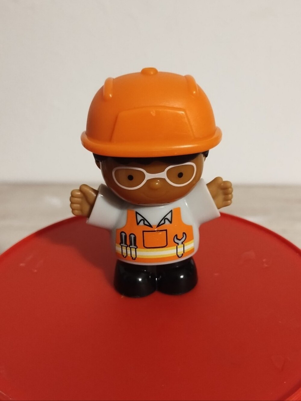 Playgo Mini Construction Worker Block Type 3" Tall Plastic Toy Figure
